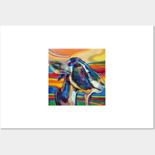 Colorful Black Goat at Sunset Posters and Art